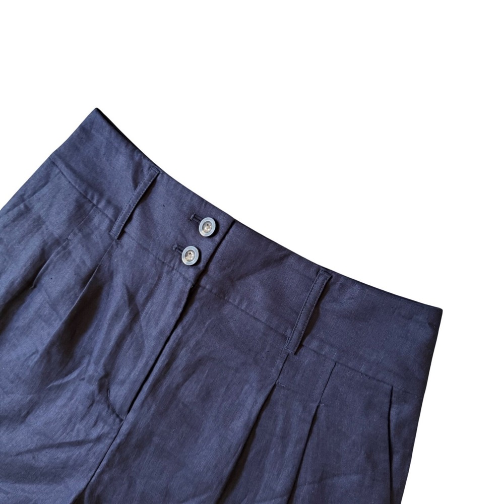 NWT Boden Navy Blue 100% Linen High Waisted Tailored Shorts Size 6 - Picture 9 of 11